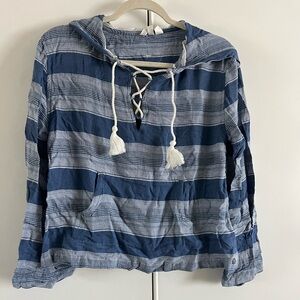 ROXY blue and white boho coverup hoodie